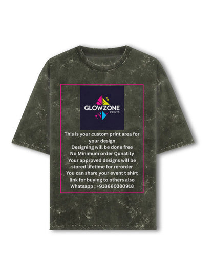 Unisex Acid Washed Oversized Tee (Custom Print) Olive Green GlowZonePrints