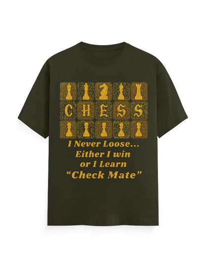 Unisex Classic Crew T-Shirt – Chess (Gold Edition) Olive Green GlowZonePrints