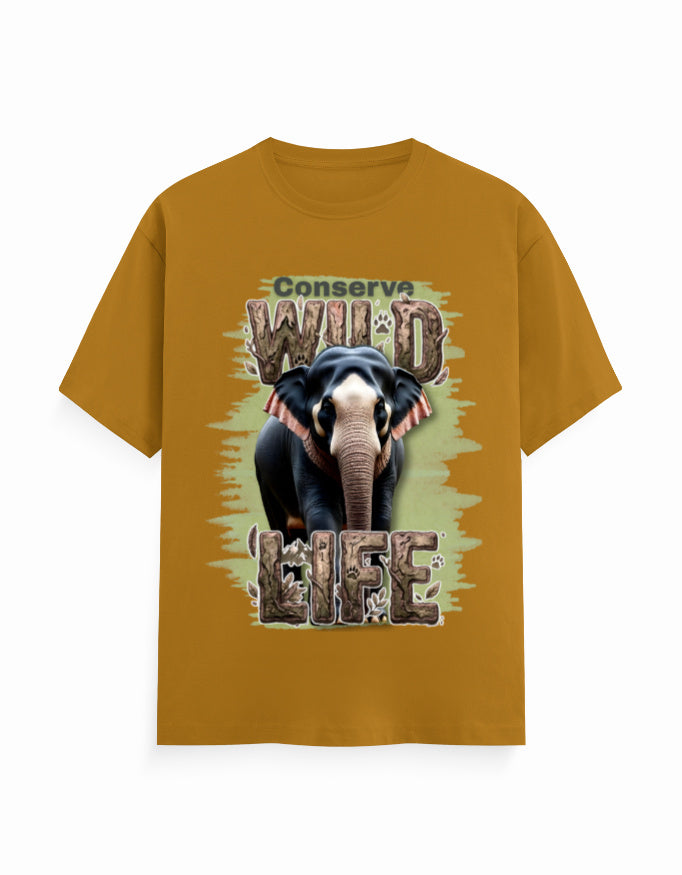Unisex Classic Crew T-Shirt – Conserve Wild Life Mustard Yellow GlowZonePrints