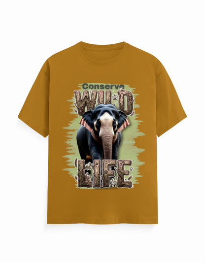 Unisex Classic Crew T-Shirt – Conserve Wild Life Mustard Yellow GlowZonePrints