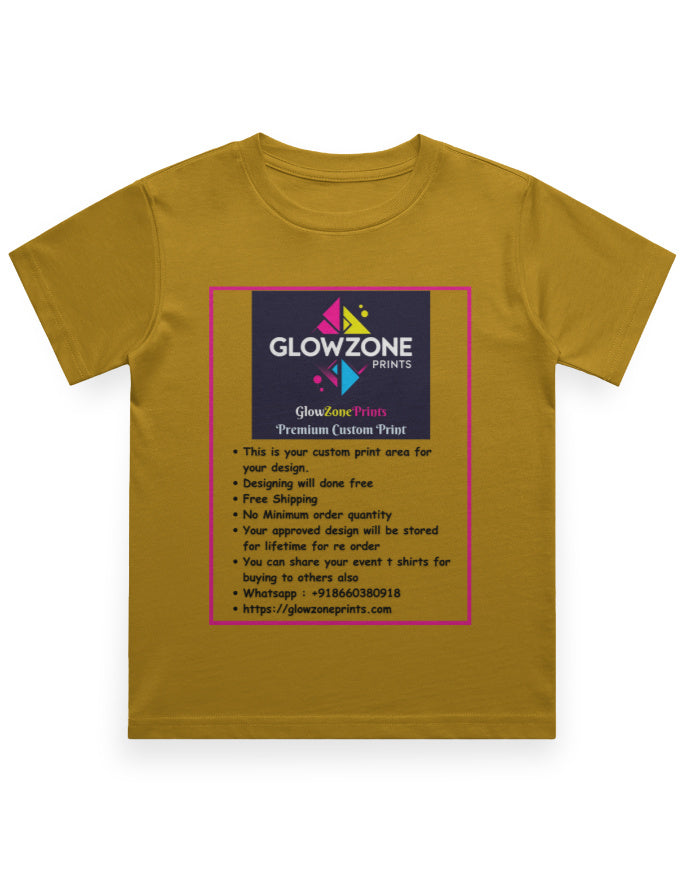 Boy's Crew Neck T-Shirt | UC21 (Custom Print)-2 Mustard Yellow GlowZonePrints