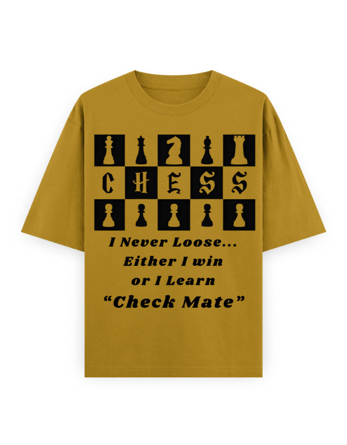 Unisex Oversized Classic T-Shirt – Chess (Black Edition) Mustard Yellow GlowZonePrints