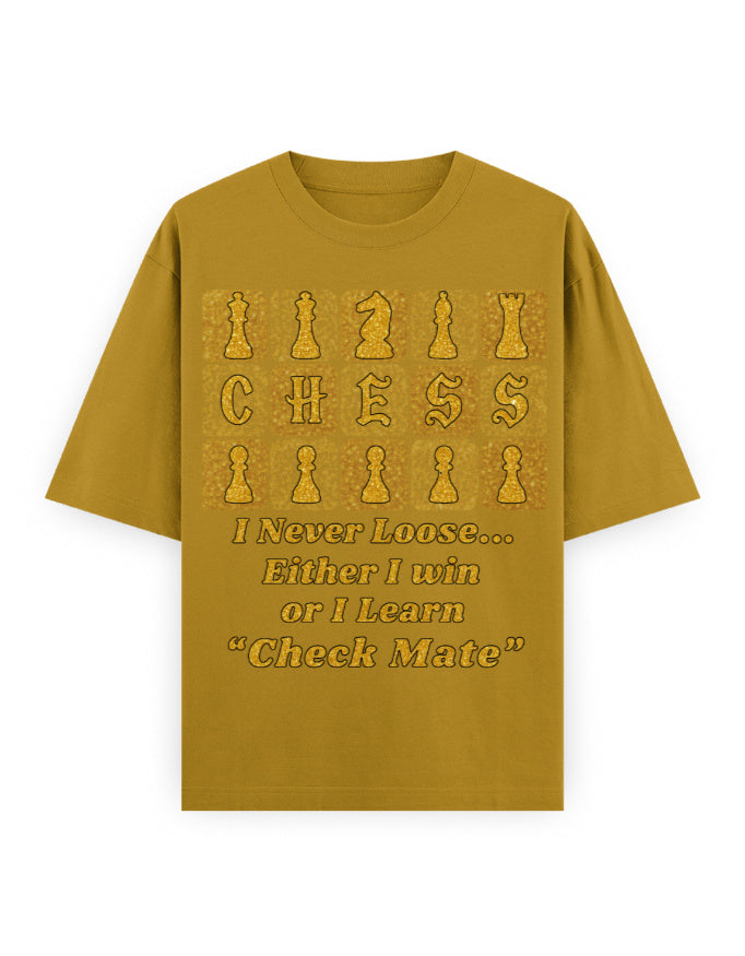 Unisex Oversized Classic T-Shirt -Chess (Gold Edition) Mustard Yellow GlowZonePrints