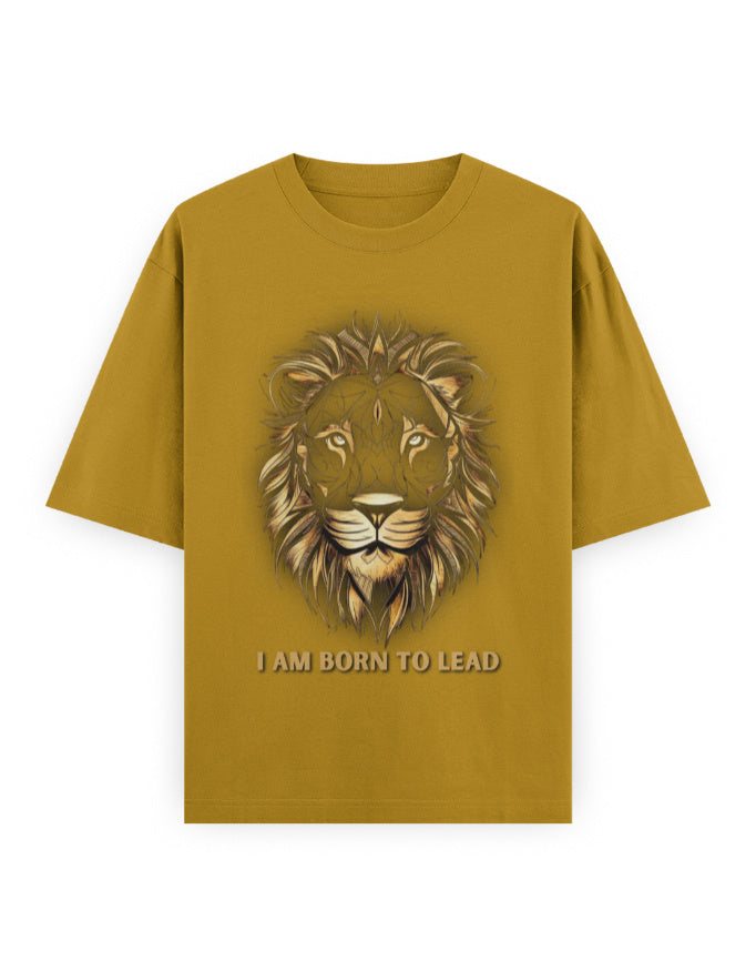 Unisex Oversized Classic T-Shirt Lion | UC22 Mustard Yellow GlowZonePrints