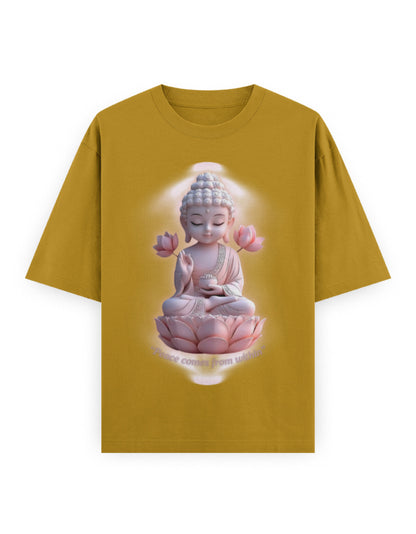Peace Oversized T-Shirt | BP01 Mustard Yellow GlowZonePrints