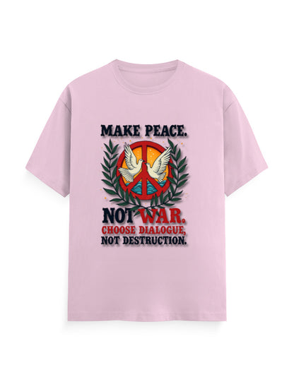 Unisex Crew T-Shirt - Make Peace Light Baby Pink GlowZonePrints