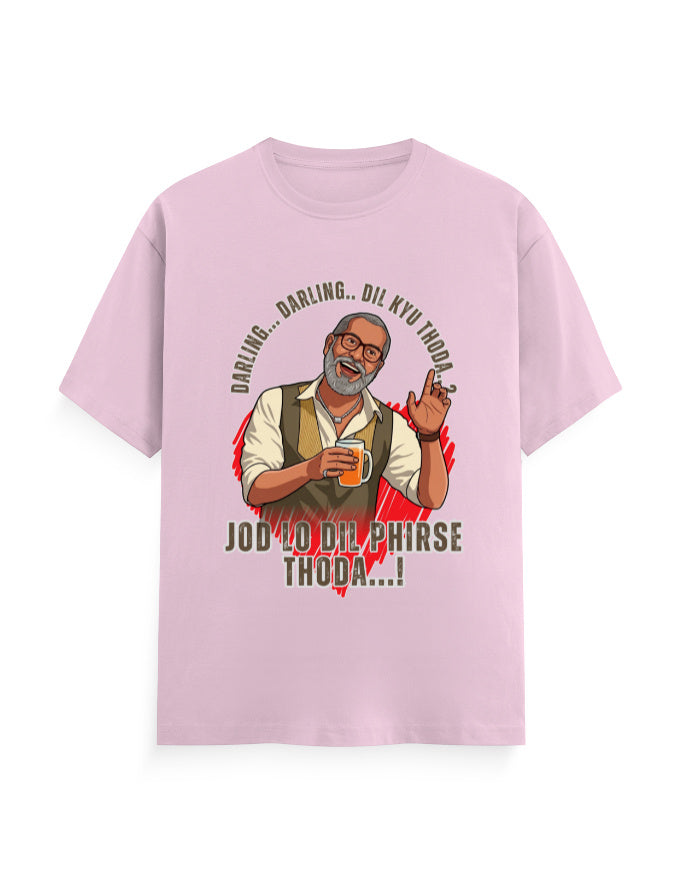 Unisex Classic Crew T-Shirt – Darling Darling Dil Kyu Thoda.? Light Baby Pink GlowZonePrints
