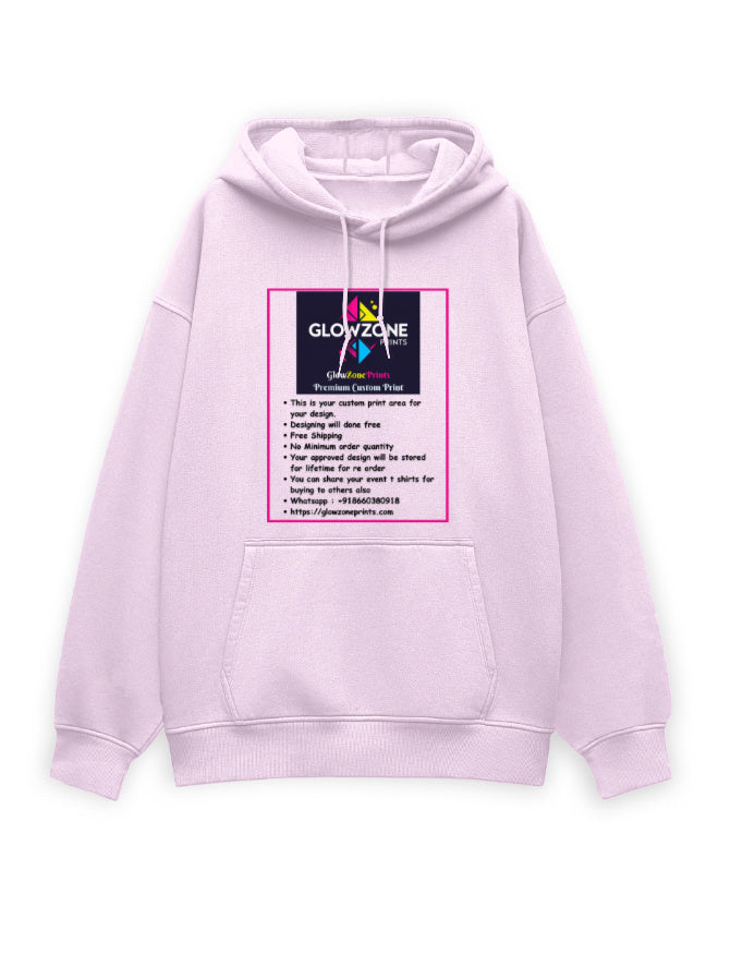 Unisex Oversized Hoodie | UH32 (Custom Print) Light Baby Pink GlowZonePrints