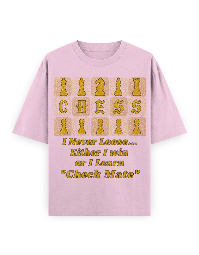 Unisex Oversized Classic T-Shirt -Chess (Gold Edition) Light Baby Pink GlowZonePrints