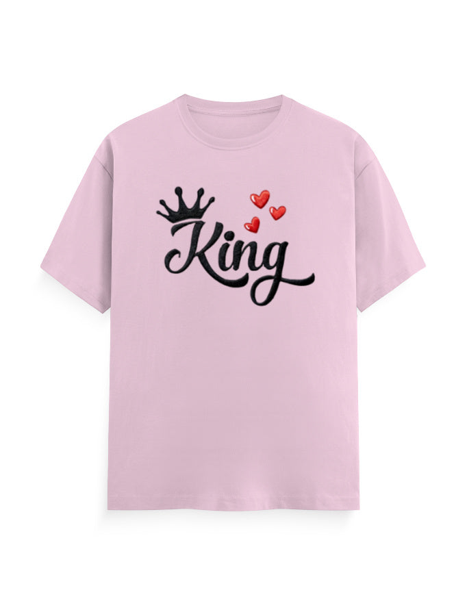 Unisex Classic Crew T-Shirt - King - Embroidery Light Baby Pink GlowZonePrints