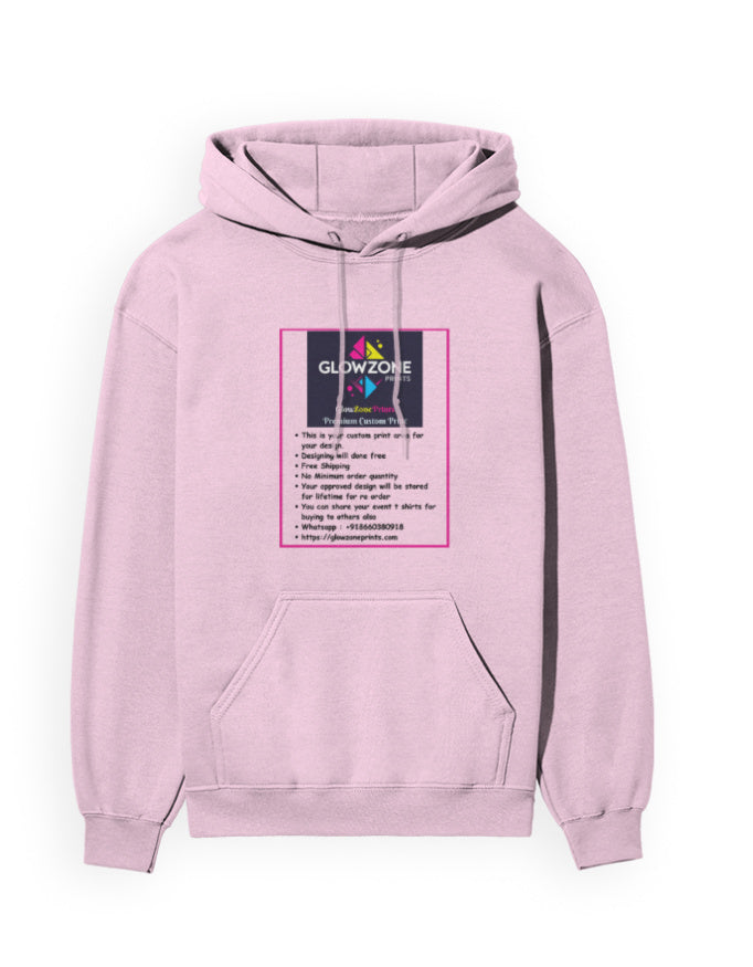 Unisex Hoodie | UH24 (Custom Print) Light Baby Pink GlowZonePrints