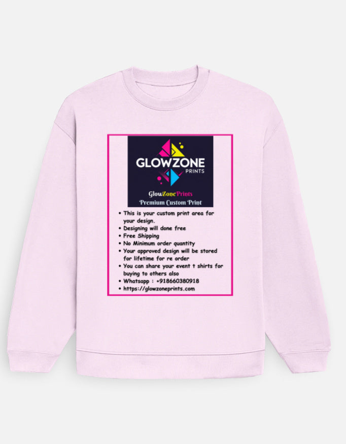 Unisex Oversized Sweatshirt | UH35 (Custom Print) Light Baby Pink GlowZonePrints