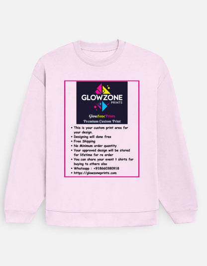 Unisex Oversized Sweatshirt | UH35 (Custom Print) Light Baby Pink GlowZonePrints