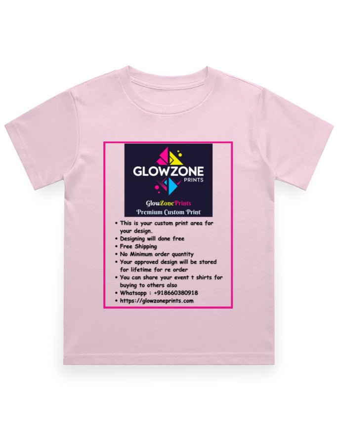 Boy's Crew Neck T-Shirt | UC21 (Custom Print)-2 Light Baby Pink GlowZonePrints
