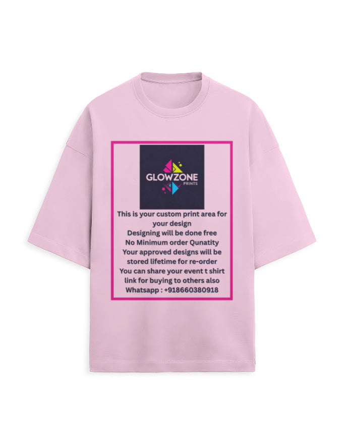 Unisex Terry Oversized Tee | UT27 (Custom Print) Light Baby Pink GlowZonePrints