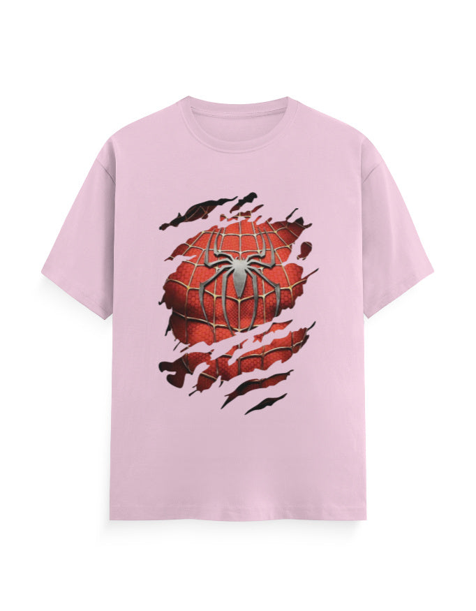 Spiderman Unisex T-Shirt Light Baby Pink GlowZonePrints