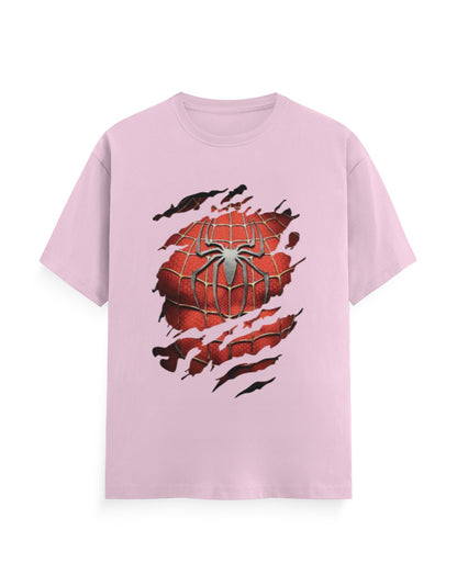 Spiderman Unisex T-Shirt Light Baby Pink GlowZonePrints