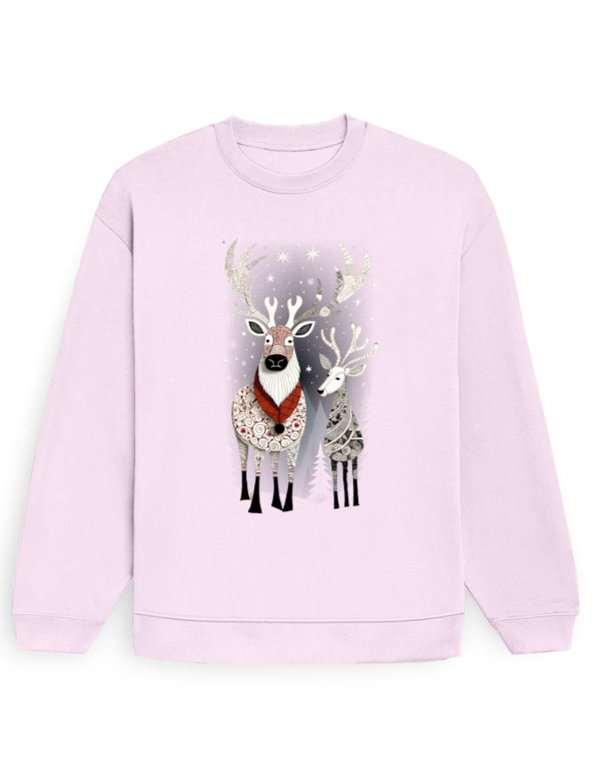 Unisex Oversized Sweatshirt Reindeer | UH35 Light Baby Pink GlowZonePrints