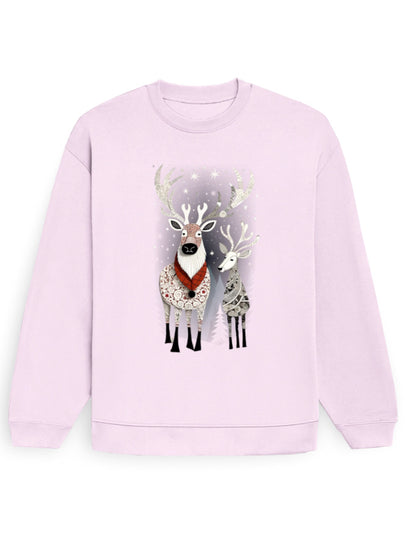 Unisex Oversized Sweatshirt Reindeer | UH35 Light Baby Pink GlowZonePrints