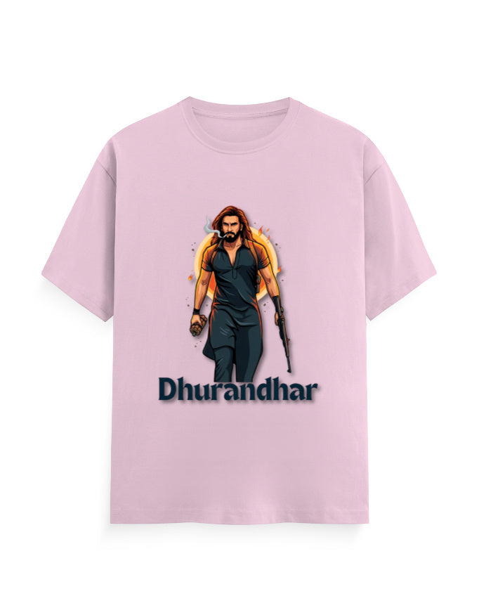 Unisex Crew T-Shirt – Dhurandhar(D) Light Baby Pink GlowZonePrints