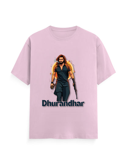 Unisex Crew T-Shirt – Dhurandhar(D) Light Baby Pink GlowZonePrints