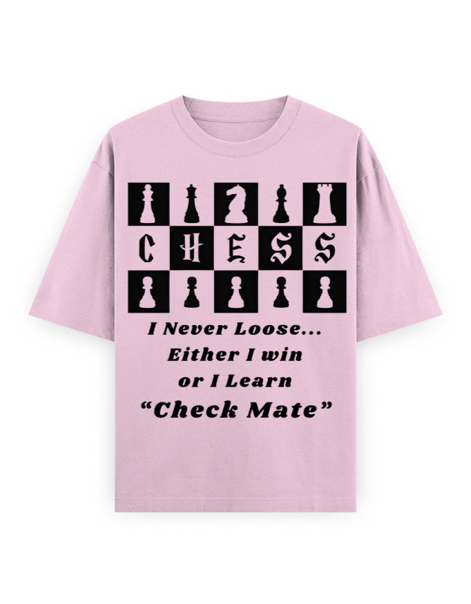 Unisex Oversized Classic T-Shirt – Chess (Black Edition) Light Baby Pink GlowZonePrints