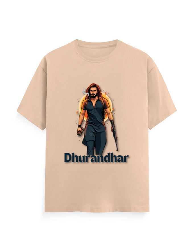 Unisex Crew T-Shirt – Dhurandhar(D) Peach GlowZonePrints