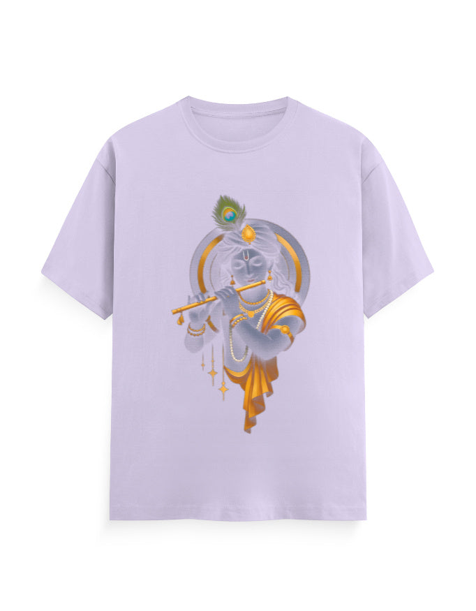 Unisex Classic Crew T-Shirt – Krishna Playing Flute Lavender GlowZonePrints
