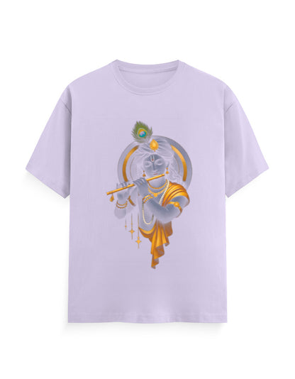 Unisex Classic Crew T-Shirt – Krishna Playing Flute Lavender GlowZonePrints
