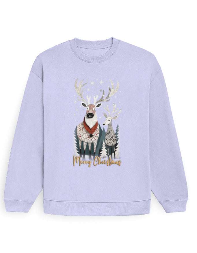 Unisex Oversized Sweatshirt Reindeer – Merry Christmas Edition | UH35 Lavender GlowZonePrints