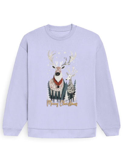 Unisex Oversized Sweatshirt Reindeer – Merry Christmas Edition | UH35 Lavender GlowZonePrints