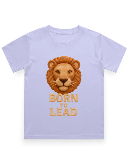 Kids Crew Neck T-Shirt – Born to Lead Lion Edition Lavender GlowZonePrints