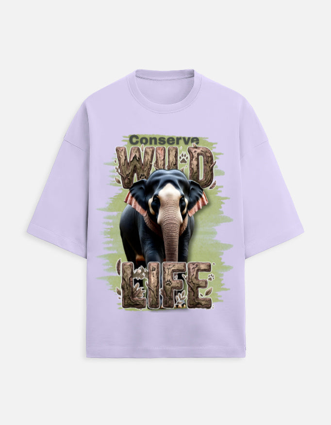 Unisex Terry Oversized Tee – Conserve Wild Life Lavender GlowZonePrints