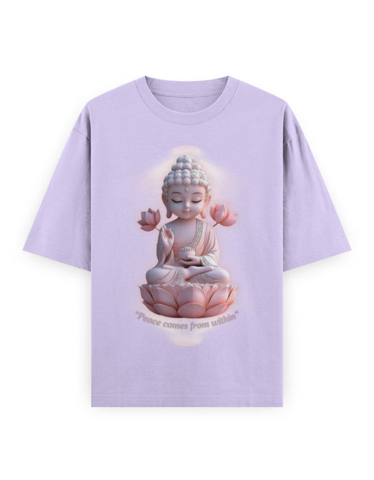 Budha Peace Oversized T-Shirt | BP01 Lavender GlowZonePrints