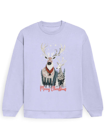 Unisex Oversized Sweatshirt Reindeer –Merry Christmas Edition | UH35 Lavender GlowZonePrints