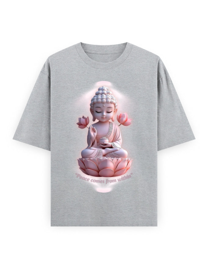 Peace Oversized T-Shirt | BP01 Grey Melange GlowZonePrints