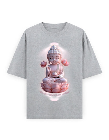 Peace Oversized T-Shirt | BP01 Grey Melange GlowZonePrints