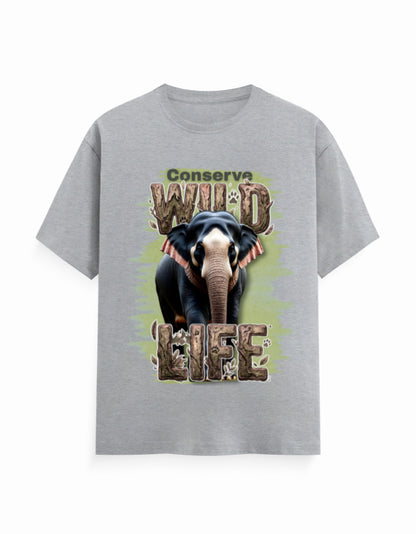 Unisex Classic Crew T-Shirt – Conserve Wild Life Grey Melange GlowZonePrints