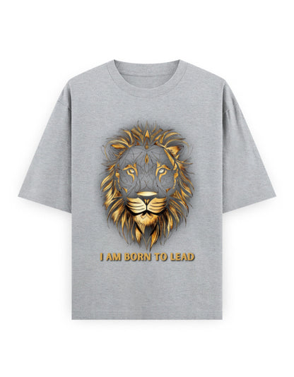 Unisex Oversized Classic T-Shirt Lion | UC22 Grey Melange GlowZonePrints