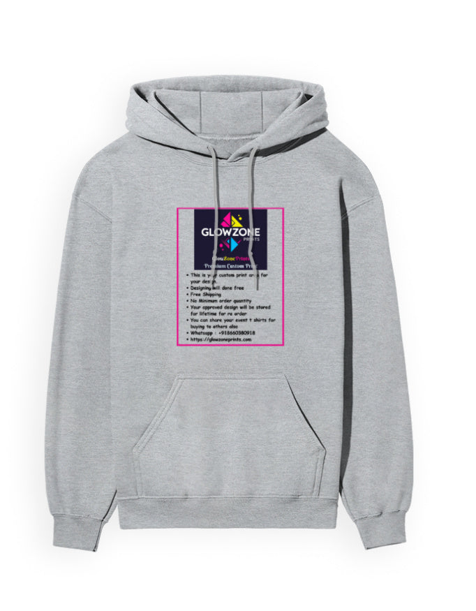 Unisex Hoodie | UH24 (Custom Print) Grey Melange GlowZonePrints