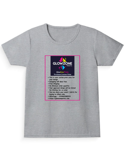 Girl's Crew Neck T-Shirt (Custom Print) Grey Melange GlowZonePrints