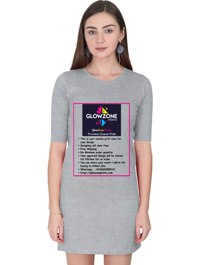 Female T-Shirt Dress | FC43 (Custom Print) Grey Melange GlowZonePrints