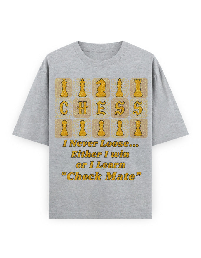 Unisex Oversized Classic T-Shirt -Chess (Gold Edition) Grey Melange GlowZonePrints