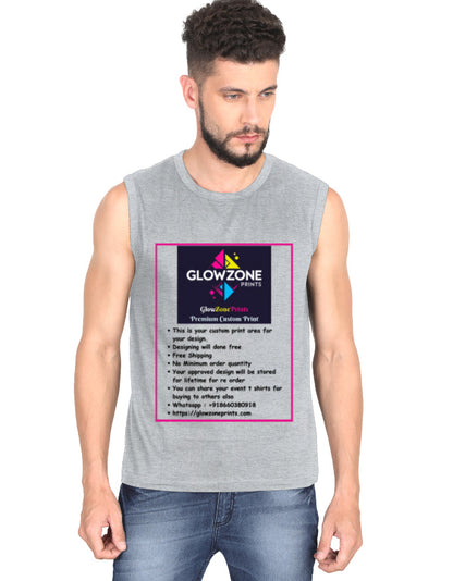 Men's Sleeveless T-Shirt | MS36 (Custom Print) Grey Melange GlowZonePrints