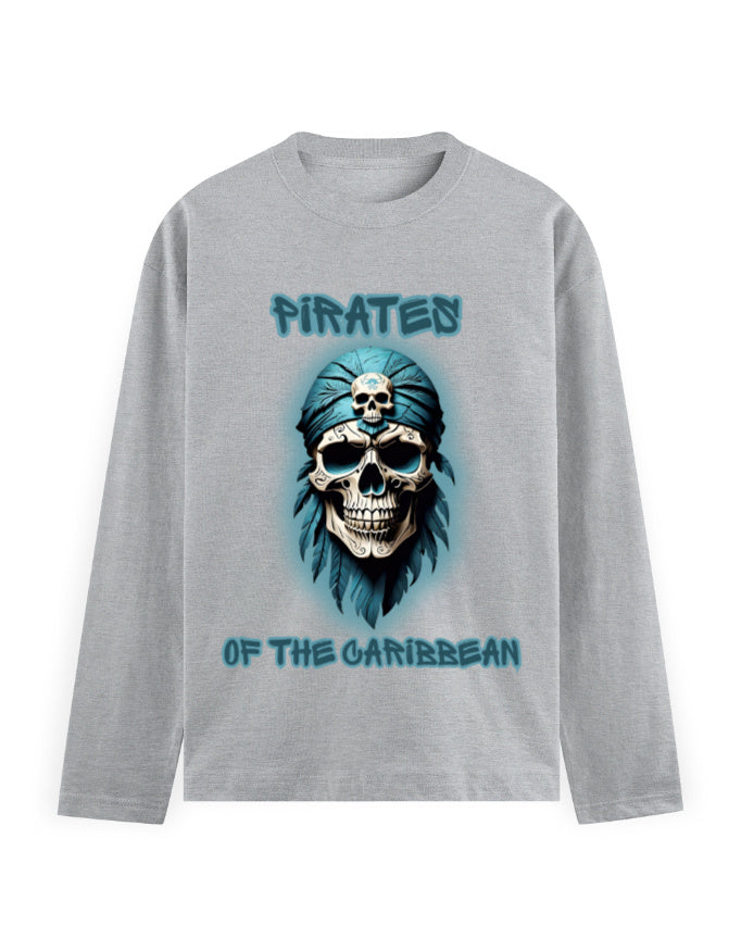 Men's Full Sleeve T-Shirt - Pirates Grey Melange GlowZonePrints