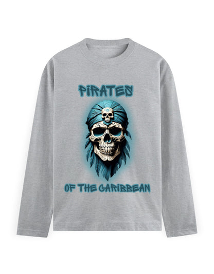 Men's Full Sleeve T-Shirt - Pirates Grey Melange GlowZonePrints