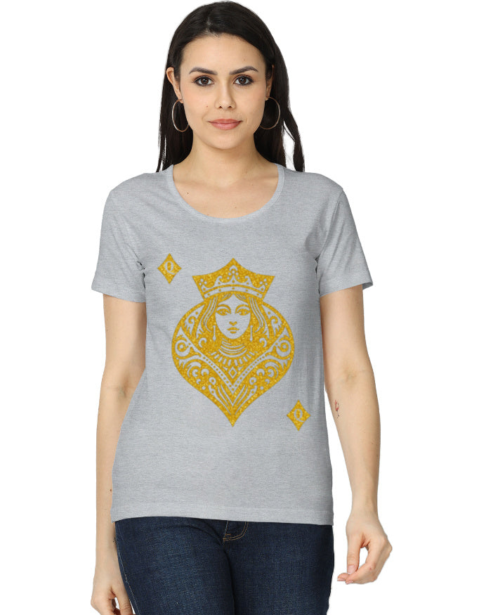 Women's Classic T-Shirt – Card Queen Diamond Grey Melange GlowZonePrints