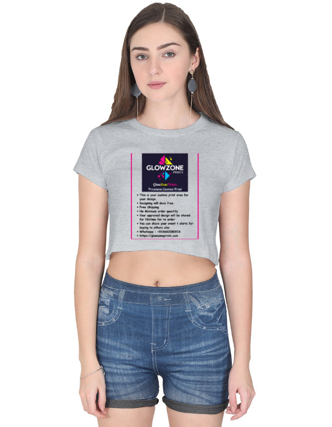 Female Crop Top | FC39 (Custom Print) Grey Melange GlowZonePrints