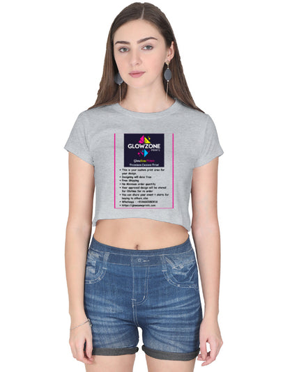 Female Crop Top | FC39 (Custom Print) Grey Melange GlowZonePrints