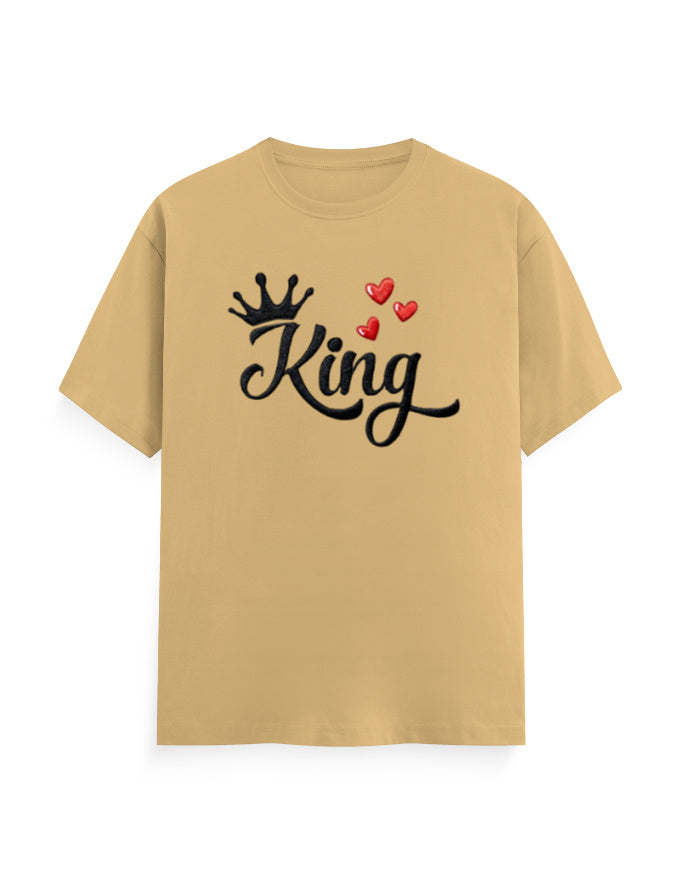 Unisex Classic Crew T-Shirt - King - Embroidery Beige GlowZonePrints